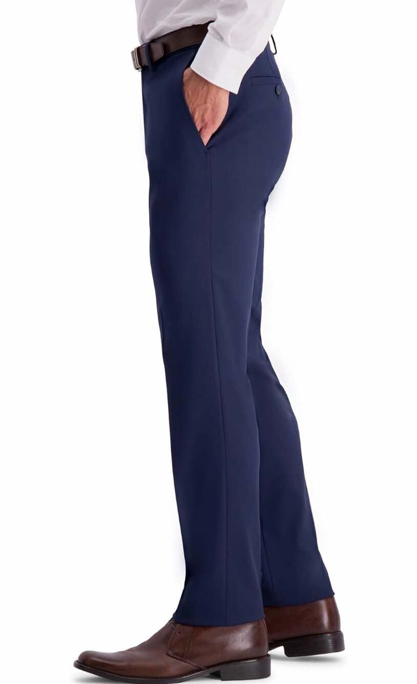 Kenneth Cole Reaction Men's Shadow Check Stretch Slim Fit Dress Pants, Blue,